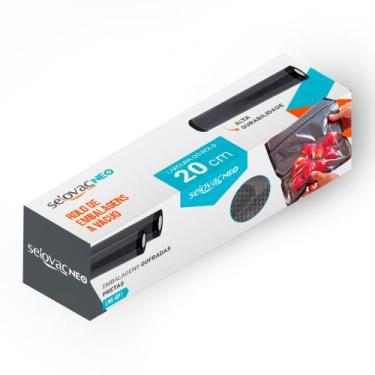 Imagem de Rolo Gofrado Preto e Transparente para Vácuo 20cm x 5m Caixa - Selovac