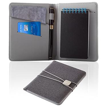Imagem de OOKU Capa para notebook A6 Travelers compatível com Rocketbook Mini | Capa de caderno espiral encadernada superior | Capa de couro PU para notebook de bolso de 8,9 cm x 14 cm com alça para caneta, organizador de cartões de visita