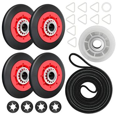 Imagem de Baridwon 4392067 Kit de reparo de secadora para Whirlpool, Maytag, Kenmore, peças de substituição para secadora, inclui rolo de tambor WPW10314173 e correia de secadora 661570V e polia intermediária 279640