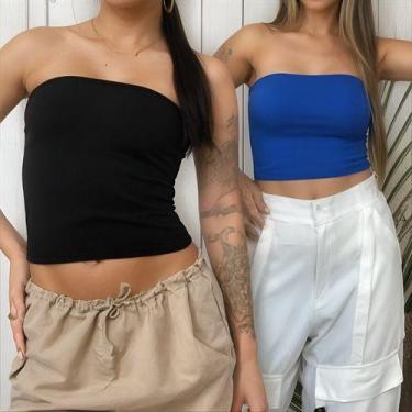 Imagem de Kit Duas Peças sem alça Blogueirinha Top Faixa Sem Bojo - BTXModa&Co.,