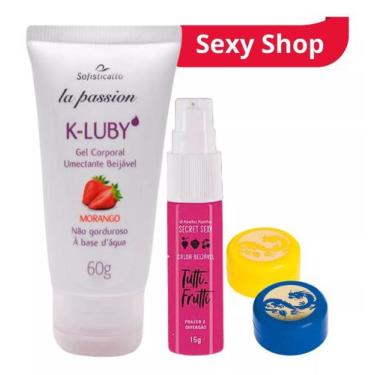 Imagem de Lubrificante K-Luby Morango + Calda Bejável Secret Sexy Tutti Frutti +