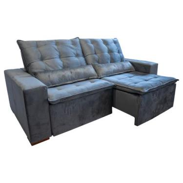 Imagem de Sofá Retrátil/Reclinável 2,30 Suede Cinza Sala/Recepção - novo encanto