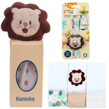 Imagem de Naninha + Prendedor de chupeta + Fralda de Boca Leãozinho - Miguel Bab