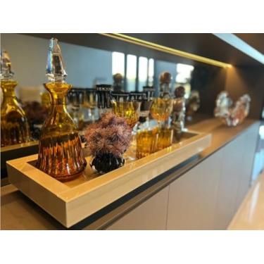 Imagem de Bandeja Grande Vidro Branco Decoração 60x30