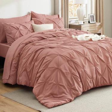 Imagem de Conjunto de Edredom Bedsure Queen Size - 7 Peças - Rosa Poeira
