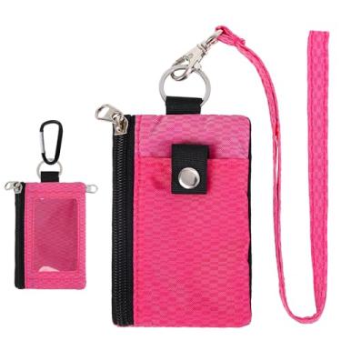 Imagem de MASAPHlL Carteira pequena de cordão para mulheres/homens com carteira de cartão de identificação com bloqueio de RFID, bolsa minimalista de nylon com zíper, carteira de pescoço de viagem com chaveiro