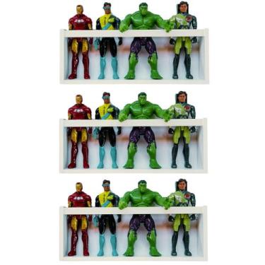 Imagem de 3 Nichos De Parede Porta Bonecos Infantis Estante De Brinquedos Mdf 55