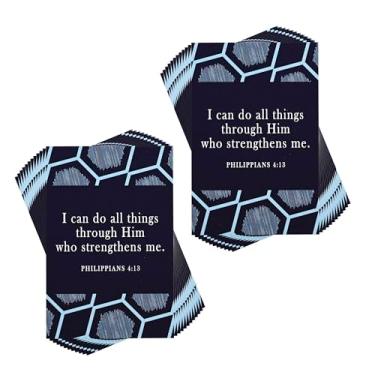 Imagem de Dicksons I Can Do All Things Philippians 4:13 3 x 5 polegadas azul marinho cartolina papel bolso marcador de livro conjunto de 24