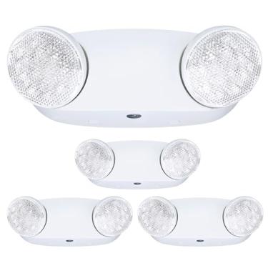 Imagem de GRUENLICH Luz de emergência LED, luminárias de saída com 2 cabeças de olho de insetos de LED e baterias de reserva, qualificada UL 924, tensão 120/277, pacote com 4