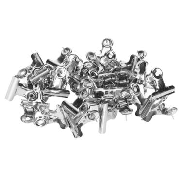Imagem de 30pcs Clipes de Dobradiça de Metal, Clipes de Papel, Polegar Tachadas de Clipes de Aço Inoxidável para Placas de Aviso de Cortiça Tábuas de Aviso, Mini Clipes de Touro que