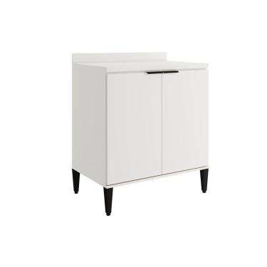 Imagem de Gabinete de Cozinha Modulado Balcão Alpha 2507 2 Portas c/ Tampo 80cm Branco - Carraro