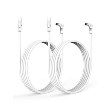 Imagem de Cabo de extensão CC com padrão de 1 metro, cabo de conexão de alimentação de 5,5 mm x 2,1 mm, cabo em L de 90 graus para câmaras de vigilância CCTV, etc. branco 1 metro (embalagem de 2)