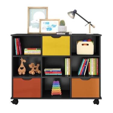 Imagem de Nicho Organizador Preto com 3 gavetas Coloridas - Qmovi