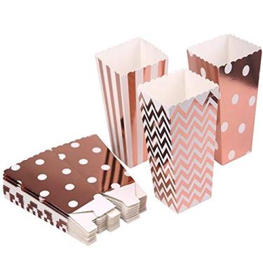 Imagem de Tvoip — Caixa de lembrancinha de ouro dourado/prata/ouro rosa com estampa de pipoca, decoração de Natal, lembrancinha de festa, Rose Gold