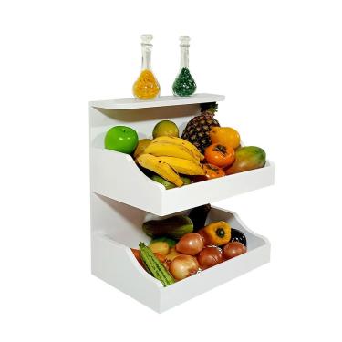 Imagem de Fruteira Suspensa De Parede Com Painel Porta Legumes Cozinha Em Madeira Branco Laca