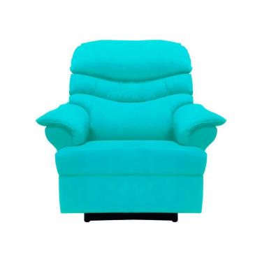 Imagem de Poltrona Papai Manual Reclinável Alana Suede Azul Tiffany