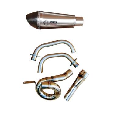 Imagem de Sistema de Escapamento Completo para Yamaha FZ-07/MT-07 Performance DES Racing Modelo Caracol (Ponteira Hexagonal GP Longa (corpo de 25 cm e com db-killer removível), Coletor natural)