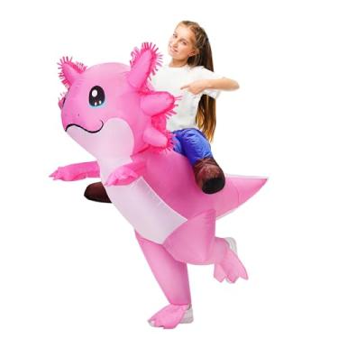 Imagem de Stegosaurus Inflatable Axolotl Costume for Kids Halloween Costumes Kid Blow Up Costume Ride on Axolotl Costumes for Girls Boys Cosplay Party