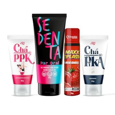 Imagem de Kit Sexshop Casal Oral Vibrante Gel Excitantes Efeito Adstringente Efeito Gela Prolongador Masculino