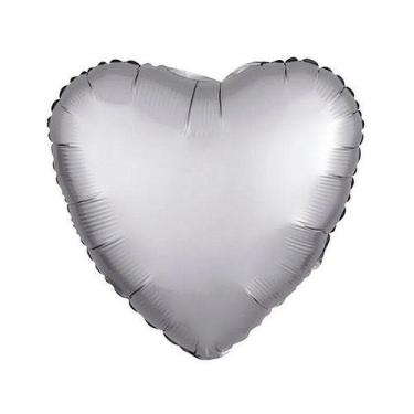 Imagem de Balão de Festa Metalizado 20" 50cm - Coração Cromado Platinum - 01 Uni