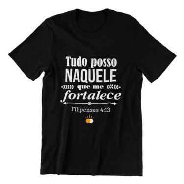 Imagem de Camisa Filipenses 4:13 - Tudo Posso - Palavra Wear, G, Preto
