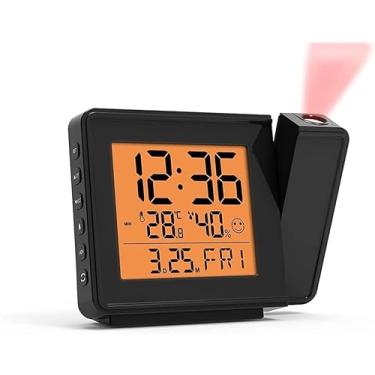 Imagem de Despertador De Projeção Projeção 360 ° Display Lcd Função De Soneca Display Calendário Temperatura Interna Luz De Fundo Ajustável