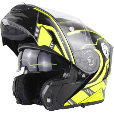 Imagem de Capacete Dianteiro Flip Up Da Motocicleta Com Viseira Solar Dupla, Capacetes Flip-up Modulares Capacete De Motocicleta Aprovado Pela Ece Capacete De Choque Integral, D, M(55-56cm)