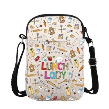 Imagem de KUIYAI Bolsa tiracolo Lunch Lady Appreciation Cafeteria Crew Gift LunchSquad School Lunch Stuff Gift Cafeteria Lady Messange Bag (LunchLadyCr)