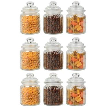 Imagem de Conjunto 9 Potes Vidro Hermético 300Ml Class Home