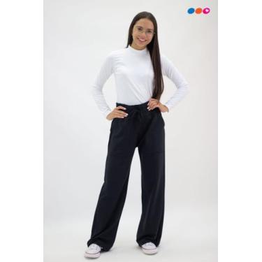 Imagem de Calça Pantalona Moletinho Juvenil Feminina - Nick.Tóia, Preto, 14