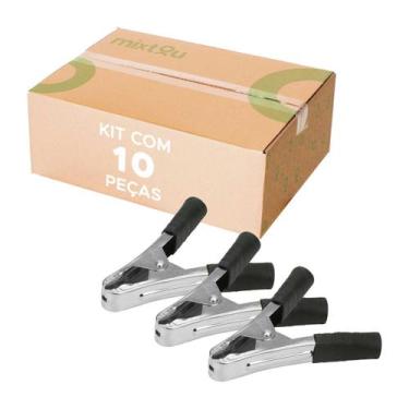 Imagem de Kit 10 Garra Jacaré 100 amp Preto 11cm - GREEN