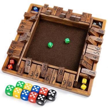 Imagem de Jogo de tabuleiro ropoda Shut The Box 4-Way 12 polegadas para crianças e adultos