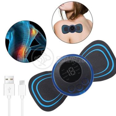 Imagem de Mini Massageador Portátil Impulsos Elétricos Tecnologia EMS Relaxamento no Pescoço Costas Corpo