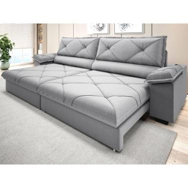 Imagem de Sofá com Carregador USB e Molas no Assento Retrátil Reclinável Nice 2,10m Linho Soft - NETSOFAS