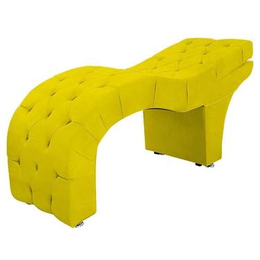Imagem de Maca Capitone Reclinável Estofada Para Estetica Facial Sombrancelha E Cílios Suede Yasmim Cor Amarelo