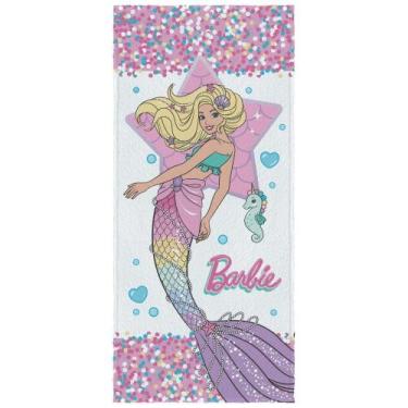 Imagem de Toalha de Banho Infantil Barbie Felpuda Algodão Praia Piscina Lepper