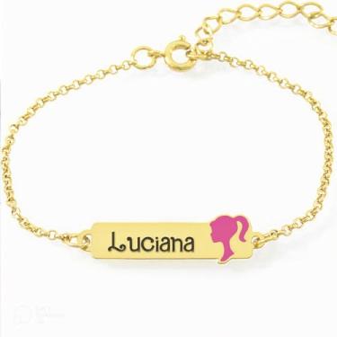 Imagem de Pulseira Feminina Personalizada Nome Luciana Banhada Ouro 18K - 999002415