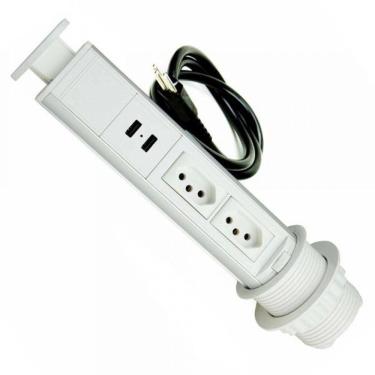 Imagem de Torre Totem Manual 2 Tomada 20a 2 Usb Branco