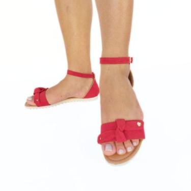 Imagem de Sandália Feminina Baixa com Laço Nó e Rebite de Coração - Tulip Shoes,