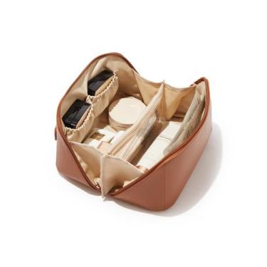 Imagem de Bolsa de maquiagem EACHY Travel Large impermeável marrom para mulheres