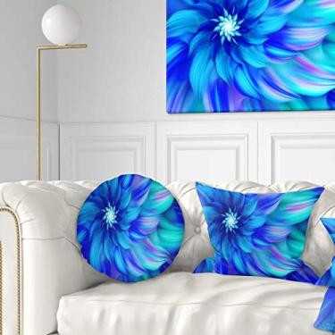 Imagem de Designart Massive Blue Fractal Flower Throw sala de estar, sofá, enchimento de almofada + capa de almofada impressa em ambos os lados 40,64 cm x 40,64 cm
