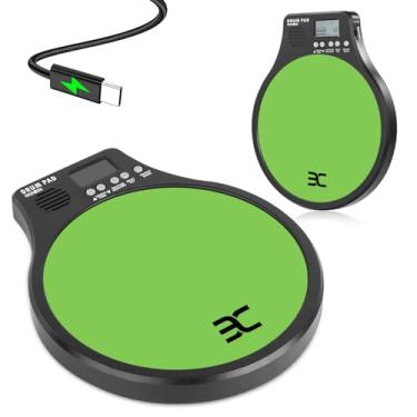 Imagem de EX [3 em 1] Almofada de bateria eletrônica digital portátil, com [metrônomo, detecção de velocidade e contagem de toque] almofada de prática TPR de 25.4 cm, verde