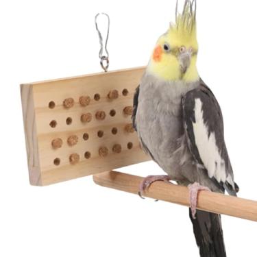 Imagem de CXYYXF Brinquedo para mastigar pássaros – Quebra-cabeça de madeira com rolhas de cortiça, brinquedo de gaiola de pássaros para papagaios, conures, periquitas, calopsitas, quaker, tentilhões e pássaros