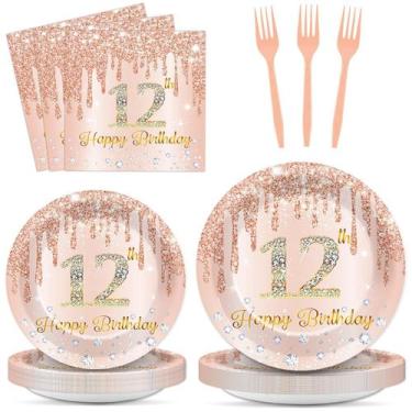Imagem de Conjunto de talheres de festa CHUNNIN Rose Gold 12º aniversário x24