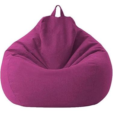 Imagem de Cadeira De Saco De Feijão Grande Sofás Preguiçosos Capa De Sofá De Saco De Feijão Sem Enchimento Saco De Feijão Cadeira Pufe Cama Futon Assento Tatami Puff Relax Lounge M, Purple, 80X90cm