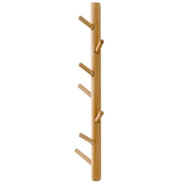 Imagem de Cabide de madeira de carvalho, ganchos de parede com 7 ganchos para roupas, chapéus, bolsa de toalha, roupões, entrada, banheiro, mudroom, 69,8 cm
