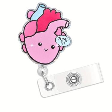 Imagem de Carretel de crachá de enfermeira de coração fofo com clipe de jacaré retrátil suporte de crachá de enfermeira médica para trabalhador médico RN CNA LPN decoração de cartão de identificação hospitalar