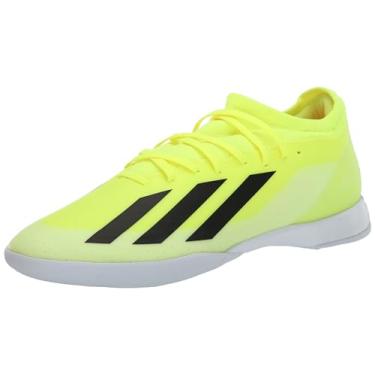 Imagem de adidas Tênis unissex adulto X Crazyfast League Firm Indoor, Team Solar amarelo/preto/branco, 14 Women/13 Men