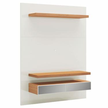 Imagem de Painel Para TV 55 Pol 140cm 2 Gavetas Com Espelho Aksa D03 Off White Freijó - Lyam Decor
