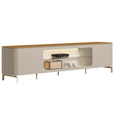 Imagem de Rack Para Sala de Estar TV 85 Pol Com LED Elysia L05 Tauari Off White Fosco - Lyam Decor